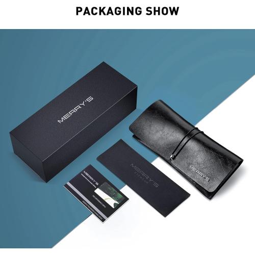 MERRY'S Rectangular Polarized Sports Sunglasses for Men Women Cycling Driving Fishing UV400 Protection S8225