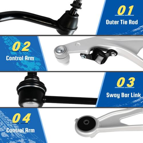 6PCS Front Lower Control Arm Sway Bar End Link Tie Rod Fit for Infiniti 2013 JX35, 2014 2015 2016 2017-2019 QX60, for Nissan 13-19 Pathfinder K623063 K623064 K750094 K750095 ES801265 ES801266