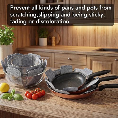 BOYAN Pot and Pan Protectors, Set of 12 and 3 Different Size, Cookware Dividers Pads/Stacking Pan Protectors/Pot Separators Pads for Protecting and Separating Pots Pans