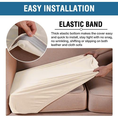 H.VERSAILTEX Velvet Stretch Couch Cushion Cover Plush Cushion Slipcover for Chair Cushion Furniture Protector Seat Cushion Sofa Cover (1 Piece Armchair Cushion Covers, Cream)