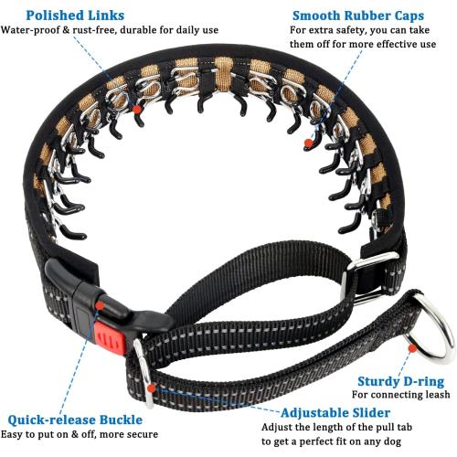 Martingale Collar No Pull for Small Medium Large Dogs | Black, M | Reflective, Patented Anti Pulling Dog Collar for Walking Training, Buckle, Adjustable, Safe for Night Walks, 2.5mm Links