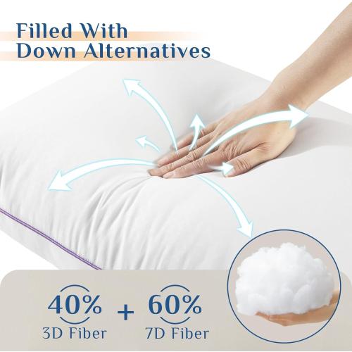 JOLLYVOGUE Bed Pillows Standard/Full Size Set of 2, Washable Supportive Bed Pillows with Super Soft Down Alternative Fill, Luxury Fluffy Hotel Quality for Side, Back, and Stomach Sleepers