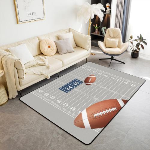 Football Area Rug 3x5 Kids Rugby Decorative Carpet for Boys Girls Teens Football Rugs for Living Room Bedroom Non-Slip Sports Theme Indoor Floor Mat Room Decor Accent Rug