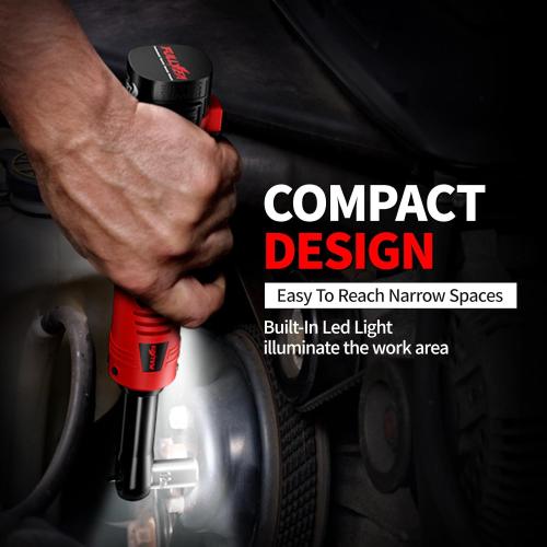 Electric Ratchet Wrench Set, 550 RPM Cordless Ratchet Wrench, 3/8 18V Power Ratchet Tools with Variable Speed, LED Light, 7 Sockets, 2 Packs 2.0Ah Lithium-Ion Battery and Fast Charger