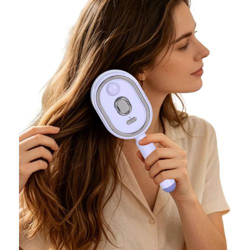 Electric Steam Brush with Water Spray Rechargeable Steams Hair Straightener USB-C Charging Anti-Static Red Light Hair Brush for Detangling Smoothing Styling & Frizz Control (Purple 3) (3 Purple)