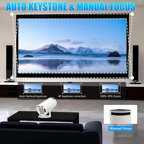 Mini Projector, Support 4K 1080P HY300 Portable Projector with Dual Band WIFI6 5G Wireless 5.0 Bluetooth Android 11, 180°Rotatable, 150 ANSI Auto Keystone Correction, 40-130 Screen Video Projector