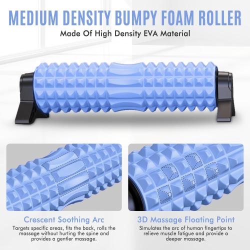 PURPLE 18 INCH Trigger Point Foam Roller with Stand, 18 Inch Medium Density Foam Roller Long Yoga Roller Foam Exercise Roller for Physical Therapy, Muscles Deep Tissue, Pilates, Back Pain and Muscle Recovery (Blue)