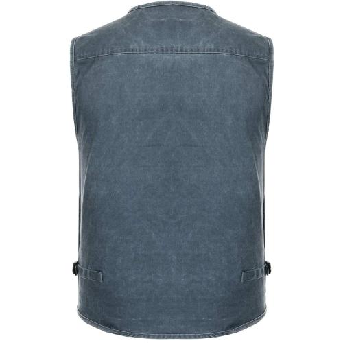 Size M Men's Denim Vest Outdoor Casual Multi Pocket Sleeveless Jacket Jean Work Travel Utility Vest