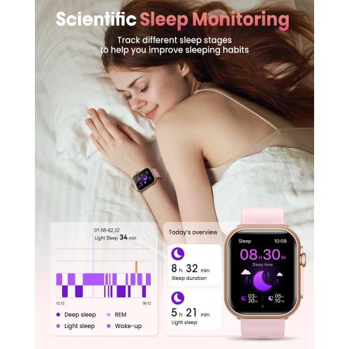 Smart Watch for Women Men Fitness: Smart Watch for iPhone&Android Bluetooth Call with SpO2 Sleep Heart Rate Monitor,IP68,Fitness Tracker with 120 Sport,Reloj Inteligente 30 Day Battery Life, 2 Bands