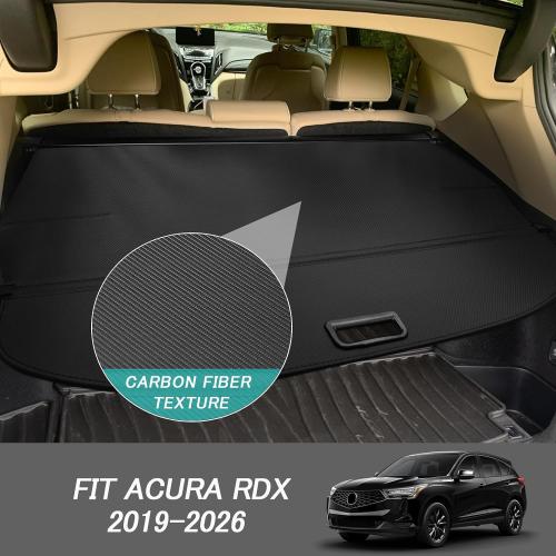 Cargo Cover for Acura RDX 2019-2025 2026 Accessories Retractable Trunk Cover Security Shielding Shade Cargo Luggage Cover Trunk Privacy Protection (Carbon Fiber Texture)