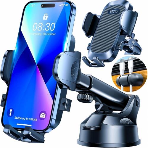 Car Phone Holder【2026 Upgraded 100 LBS Suction & Safety Cert】 Cell Phone Car Mount for Truck Heavy Duty Phone Holder for Dashboard/Windshield/Vent for iPhone 17 16 Pro Max, Dark Black