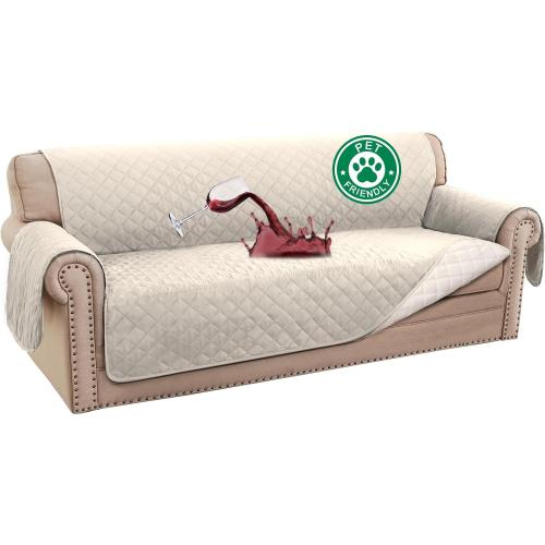 Turquoize 100% Waterproof Sofa Covers Couch Cover Sofa Cover for Dogs Couch Protector Triple Non-Slip Sofa Slipcover for 3 Cushion Couch Furniture Protector for Pets, Kids,Dog (Sofa 70, Ivory)