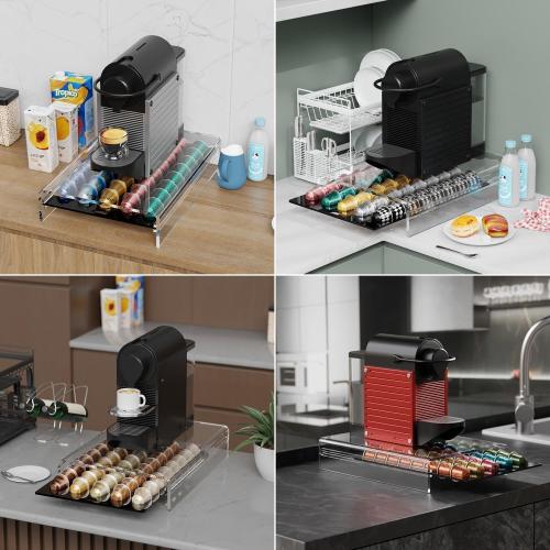 Acrylic Coffee Pod Holder for Nespresso OriginalLine Capsules, 40 Pods Capacity for Countertop Coffee Bar Home Office Kitchen