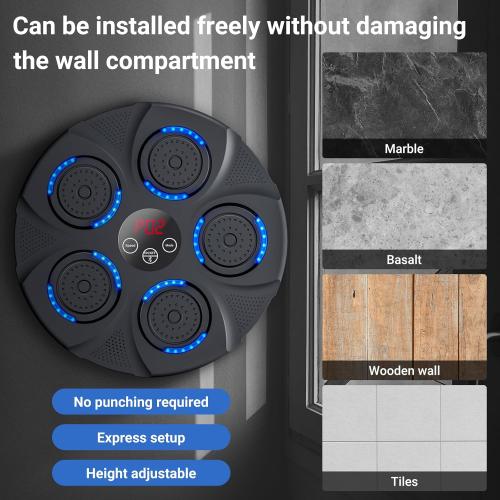 Music Boxing Machine, Bluetooth, Portable Electronic Music Boxing Machine with Boxing Gloves, Adult & Kids Training Equipment for Home, Gym, Office Fitness Workout