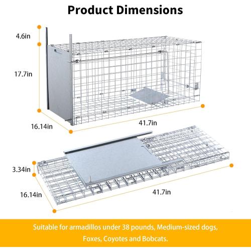 42 Large Humane Live Animal Trap,Collapsible Large Animal Catcher Cage,Cage Traps for Large Dogs up to 38 pounds,Foxes,Coyotes,Bobcat,Similar Sized Animals