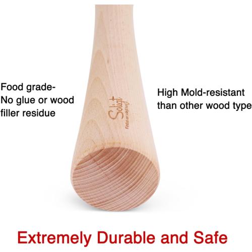 12 SOLIGT Sauerkraut Pounder for Mason Jars Vegetable Fermentation- One Piece of Solid Wood