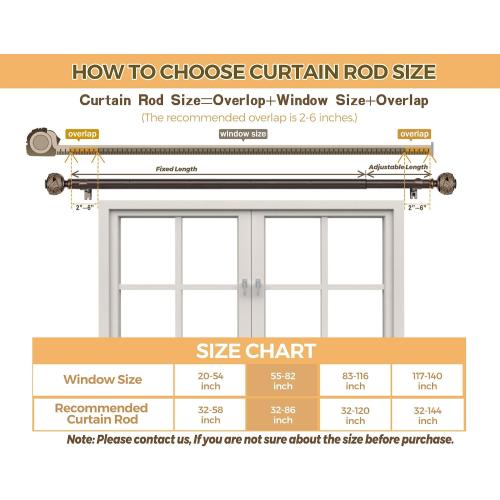 Bronze Curtain Rods for Windows 48 to 84 Inch, USFOOK 7/8 Inch Telescoping Splicing Curtain Rod, Decoration Drapery Rods with Leaf Finials