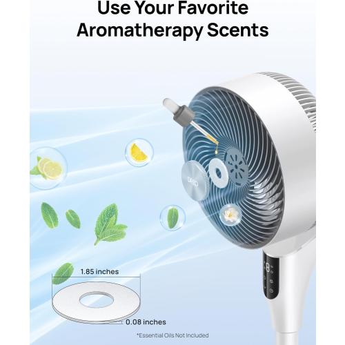 DREO Fan for Bedroom, 2026 Upgraded, 90ft Airflow, 20dB Quiet Fan, 90° Oscillating Standing Fan for Whole Room, DC Motor, 8 H Speeds, 3 Modes, 38-42'' Adjustable Height, 8H Timer, 105° Manual Vertical