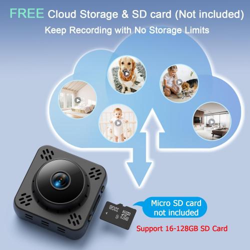 Hidden Camera, Nanny Cam Wireless, 2K Mini Security Camera WiFi/No WiFi Use, Free Cloud & SD Storage, Nanny/Pet/Baby Monitor with Magnetic Mount - 2025 Upgraded