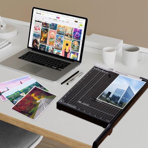ISDIR 12-Inch Guillotine Paper Cutter, 12 Sheet Capacity, Blade Lock & Magnetic Guide, Heavy-Duty Metal Base for Precision Cutting of Cardstock, Photos, and Crafts - Ideal for Home & Office