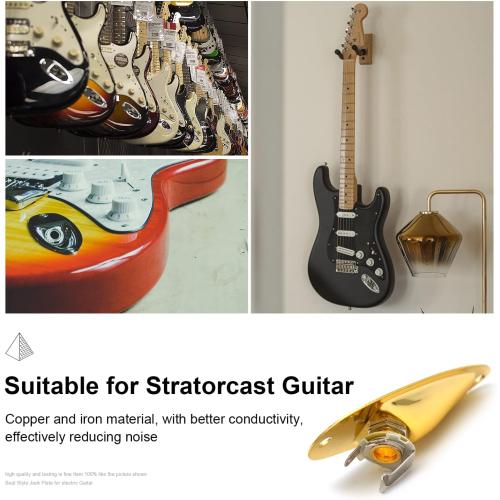 MAXCHEER Guitar Input Jack Socket Plate Output Loaded Boat Style 1/4 Inch with Screws for Fender Stratocaster Strat St Mono Electric Guitar for Electric Guitar Replacement Parts (Gold)