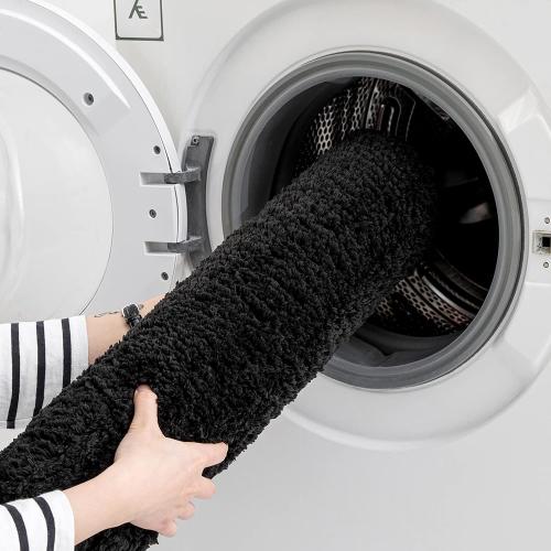 MIULEE Black Bathroom Runner Rugs Set 2 Piece, Soft Absorbent Microfiber Bath Mat Set, Non Slip Quick Dry Washable Plush Shaggy Large Bath Rugs for Bathroom Floor, Tub and Shower, 16x24 inches