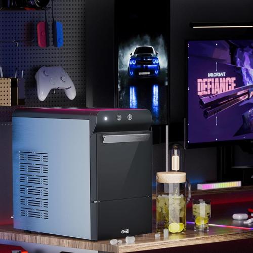 Gevi V2.0 Countertop Gemi Nugget Ice Maker | Self-Cleaning Pellet Ice Machine | Open and Pour Water Refill | Stainless Steel Housing | Fit Under Wall Cabinet | Black