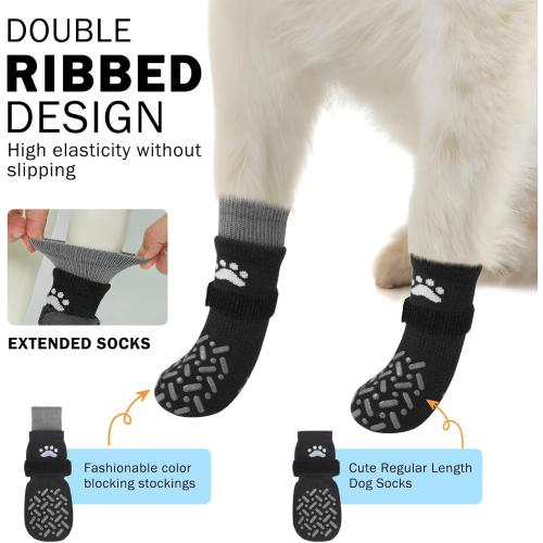 Size X small SCENEREAL Anti Slip Dog Socks to Prevent Licking Paws, Dog Shoes for Hot/Cold Pavement, Paw Protector Traction Control on Hardwood Floor, Dog Shoes Booties for Puppy Small Medium Large Senior Dogs