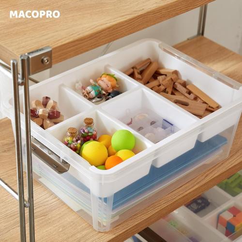 17 QT Plastic Storage Box with Removable Tray Craft Organizers and Storage Clear Container for Organizing Bead, Tool, Sewing, Playdoh (White, 1Pack-17QT)
