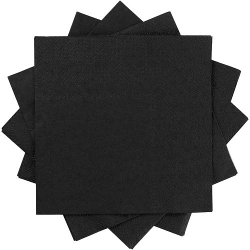100 Pack Cocktail Napkin 2-Ply Dessert Napkins Folded 5 x 5 Inches Disposable Napkins for Dinner Wedding Birthday Party Bridal Anniversary Reception Event (100, Black)