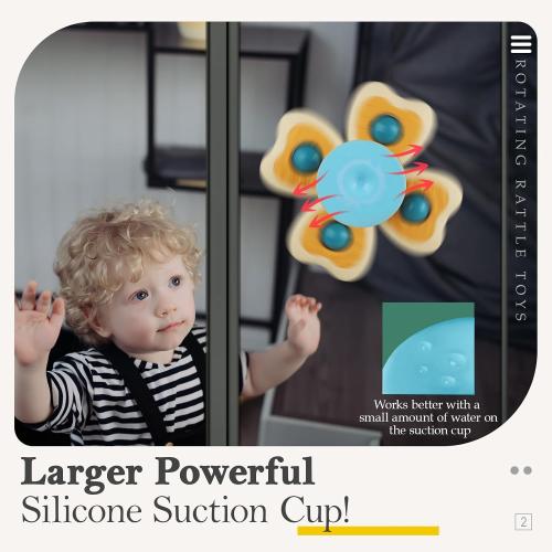 ALASOU 3PCS Suction Cup Spinner Toys for 1 2 Year Old Boy Girl Birthday Gift|Spinning Top Baby Bath Toy for Kids Ages 1-3|Sensory Airplane Travel Toy Easter Basket Stuffers for Toddlers Infant