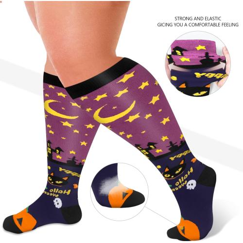 Set of 3 Plus Size Diu Life 3 Pairs Plus Size Compression Socks for Women and Men Wide Calf Extra Knee High Support for Circulation