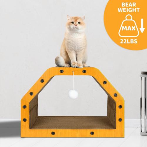 Cardboard Cat House - Large Cardboard Cat Scratcher Cozy Cats Lounger as Tunnel and Sofa, Cat Scratcher for Indoor Cats, Safe & Secure