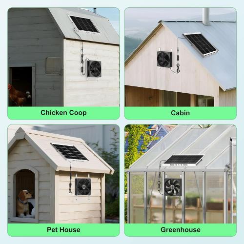 7.1 Large Solar Greenhouse Fan, 25W Solar Powered Vent Exhaust and Intake Chicken Coop Fan Outdoor Waterproof, 16.5 ft Cord, Strong Airflow for Shed Doghouse Cabin Ventilation Air Circulation