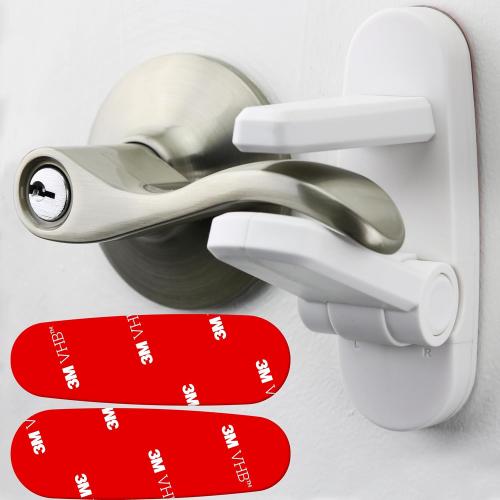 Wappa Baby Baby Proof Door Handle Lever (2-Pack) with 2 Extra Adhesives – Easy 1-Hand Operation for Adults. Durable ABS with 3M Adhesive Backing. Simple Install Locks