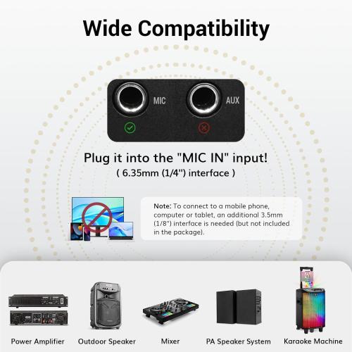 TONOR Wireless Microphones, 60 m/200ft UHF Dual Cordless Metal Dynamic Mic System with Receiver, Microfonos Inalambricos Professional for Karaoke Singing, Wedding, Party, Speech, Church, TW630 Silver
