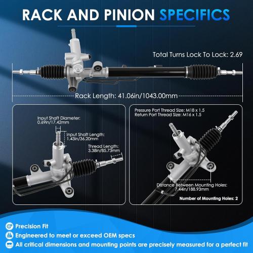 26-2718 Hydraulic Power Steering Rack and Pinion Fit for Honda Civic 2006-2010 1.8L Automotive Replacement Rack & Pinion Assembly 53601SNAA02, 53601SNAA51, 53601SNAA61