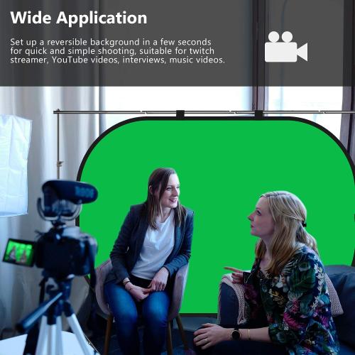 NEEWER Chromakey Backdrops, Double Sided Green Screen and Blue Screen, 2 in 1 Collapsible and Reversible Background for Photography, Gaming and Live Streaming, 5'×6.6'/1.5m×2m (Green/Blue)