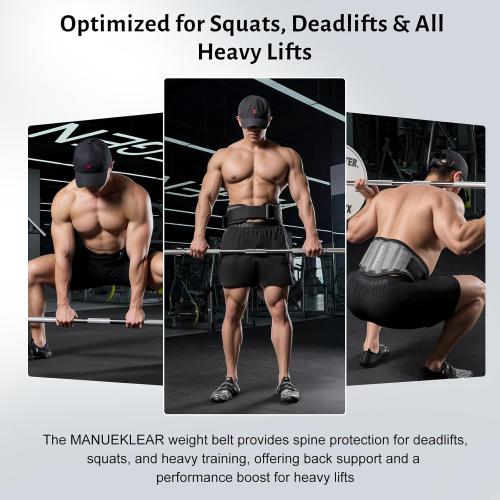 MANUEKLEAR Gym Weight Lifting Belt Weight Lifting Workout Weightlifting Powerlifting Belt for Men Women - 7.5inch - Bodybuilding Fitness Back Support for Cross Training, Squats, Lunges