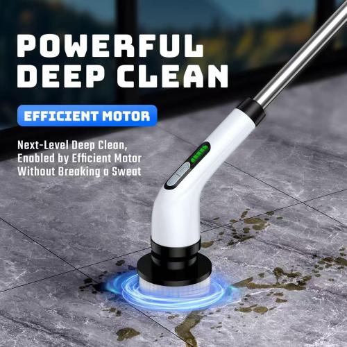 Electric Spin Scrubber - Cordless Bathroom Scrubber with 7 Brush Heads - Dual Speed IPX7 Waterproof Power Scrubber for Heavy-Duty Bathtub, Glass, Tile, and Car Cleaning (White)