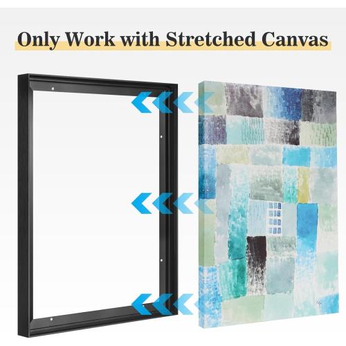 Metal Canvas Frame for 24x36 Oil Paintings, 1.5” Deep DIY Canvas Floater Frame for Portrait Landscape Prints Art Show Gallery Wall Home Office Living Room Decor (Black)