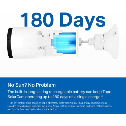 TP-Link SolarCam C402 Kit, Outdoor Battery Camera w/Solar Panel Base, Wireless, 1080P, Free Person Detection, SD/Cloud Storage, Color Night Vision, No Hub Needed, Works w/Alexa