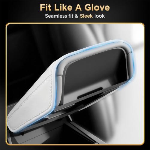 for Tesla Model Y Juniper(2025-2026) & Model 3(2024-2026) Leather Center Console Cover [Soft Touch & Match Seat Color] Armrest Cover for Tesla Model 3 & Model Y Juniper Accessories White
