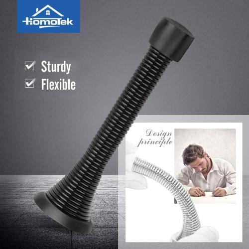 HOMOTEK 20 Pack Black Spring Door Stops,3-1/8 Heavy Duty Door Stop - Flexible Spring Door Stopper with Low Mounted Black Rubber Bumper Tips