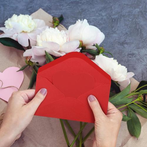 Cholemy 240 Pcs Valentines Day Heart Cards with Envelopes Blank Colorful Heart Shaped Greeting Cards Paper Cutouts for Valentines Party Gift Exchange Anniversary Weddings(Bright Colors)