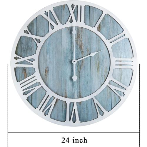 1st owned Wall Clocks for Living Room Decor, Vintage,Round Silent Non Ticking,Black Metal,Modern Wood Clocks for Home Bedroom,Kitchen,Garden,Office,Cafe,Modern Wall Decoration -Roman Numerals