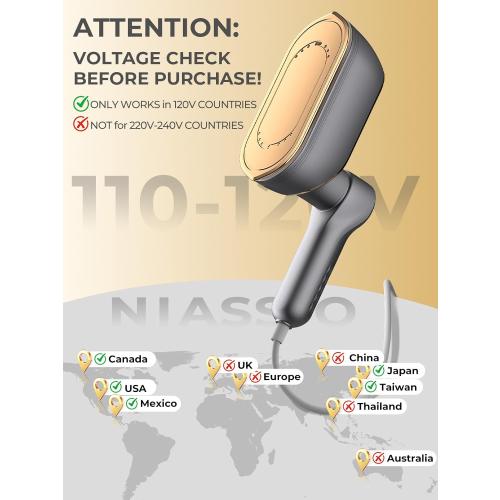 Portable Travel Steamer, 1200W Handheld Fabric Steamer for Clothes, 4 Modes with LCD Display, Powerful Wrinkle Remover for Home & Travel, 150ml Water Tank, 10S Fast Heat-Up, 180° Swivel Handle, Grey