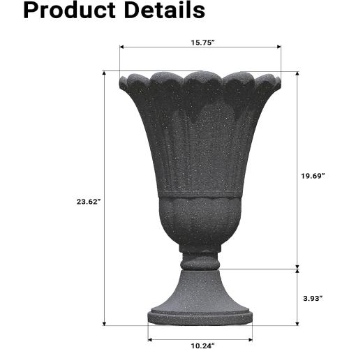 ‼️may be missing or broken pieces and this product has scratches and mild stains ‼️23 Tall Planters for Outdoor Plants Set of 2, Planter with Drainage Holes and Petal Design, Large Outdoor Planters for Porch, Garden, Indoor, Black
