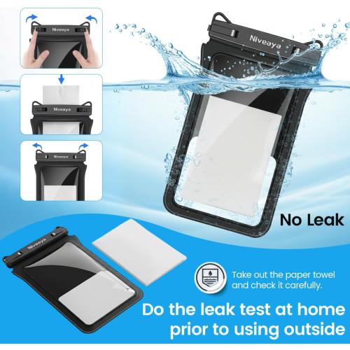 Niveaya Double Space Waterproof Phone Pouch (2-Pack) - IPX8 Phone Case Dry Bag for Beach, Kayak, Cruise Travel Essentials - Compatible with iPhone 17/16/15/14 Pro Max Galaxy S25/S24 Ultra (up to 8.3)