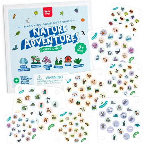 Nene Toys Ladybird Garden Memory Game Extension [Natural Adventures] - 24 Additional Cards on Ecosystems and Wildlife - Educational Game for Children from 3 Years *Damaged box*